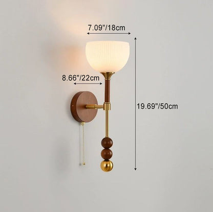 Cylinder Oval Wood Hardware Glass 1-Light Wall Sconce Lamp