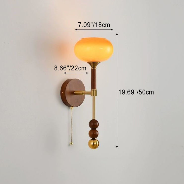 Cylinder Oval Wood Hardware Glass 1-Light Wall Sconce Lamp