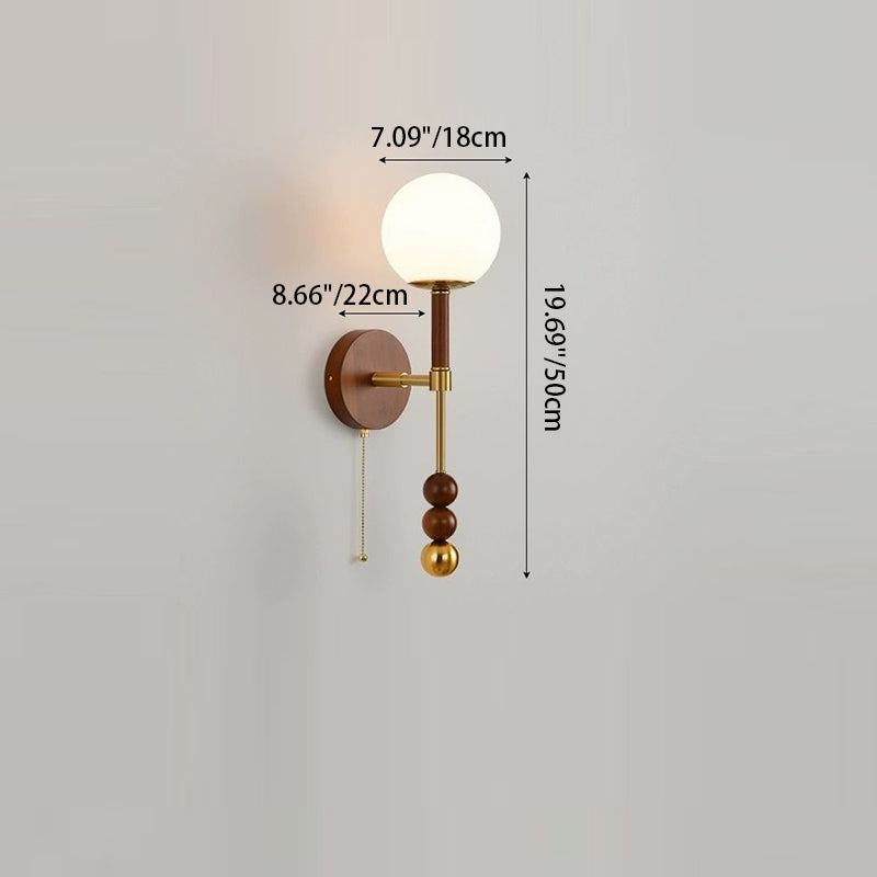 Cylinder Oval Wood Hardware Glass 1-Light Wall Sconce Lamp