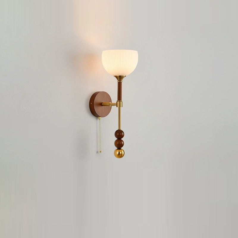 Cylinder Oval Wood Hardware Glass 1-Light Wall Sconce Lamp