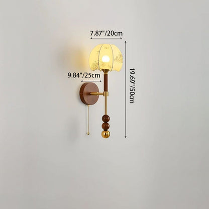 Cylinder Oval Wood Hardware Glass 1-Light Wall Sconce Lamp