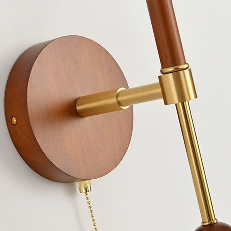 Cylinder Oval Wood Hardware Glass 1-Light Wall Sconce Lamp