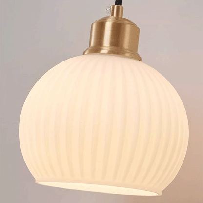 Round Glass Shade Copper Wood 1-Light Wall Sconce Lamp
