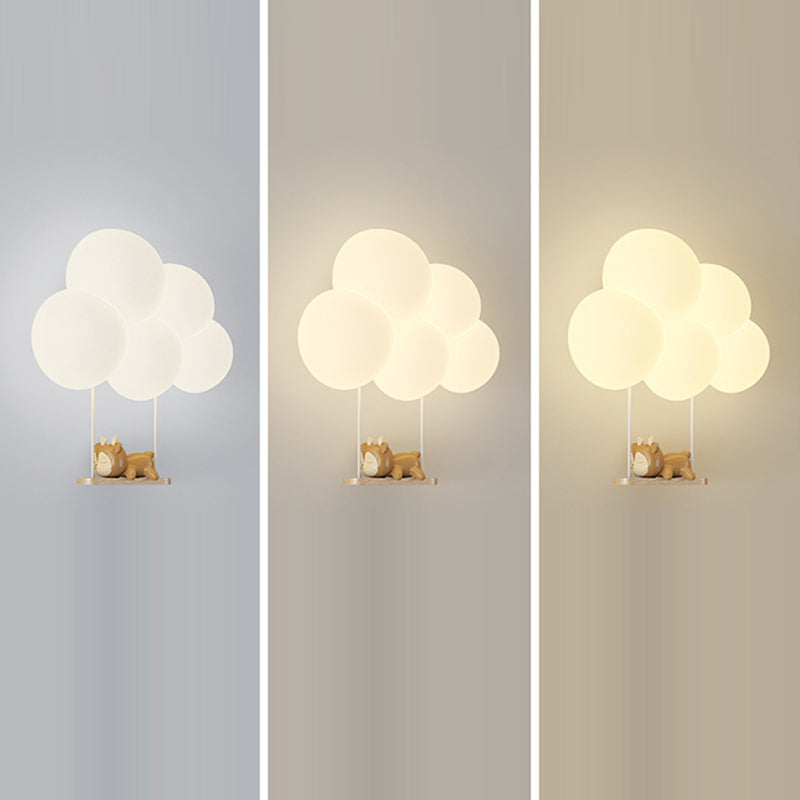 Round Cloud Shape Animal Iron PE Shade LED Wall Sconce Lamp