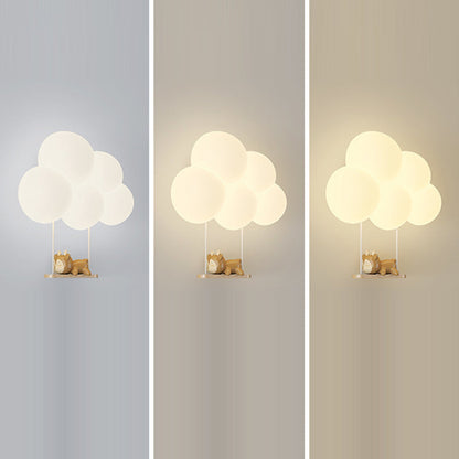 Round Cloud Shape Animal Iron PE Shade LED Wall Sconce Lamp