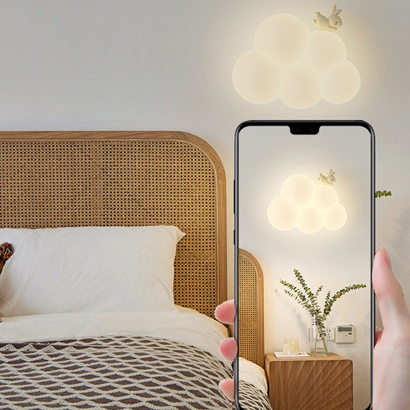 Round Cloud Shape Animal Iron PE Shade LED Wall Sconce Lamp