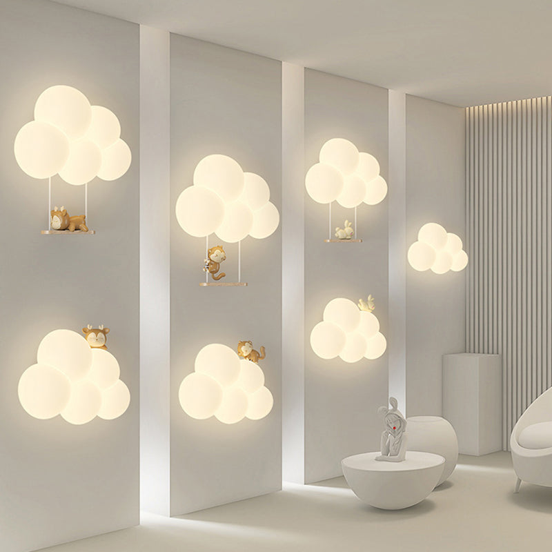 Round Cloud Shape Animal Iron PE Shade LED Wall Sconce Lamp