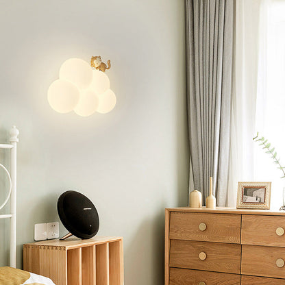 Round Cloud Shape Animal Iron PE Shade LED Wall Sconce Lamp
