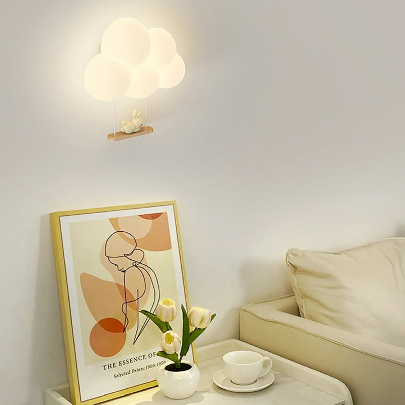 Round Cloud Shape Animal Iron PE Shade LED Wall Sconce Lamp