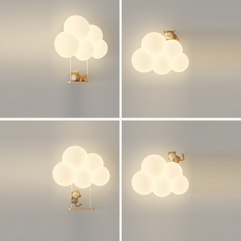 Round Cloud Shape Animal Iron PE Shade LED Wall Sconce Lamp