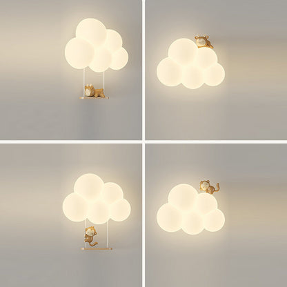 Round Cloud Shape Animal Iron PE Shade LED Wall Sconce Lamp