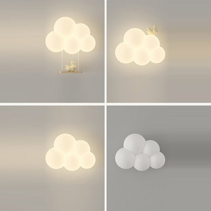 Round Cloud Shape Animal Iron PE Shade LED Wall Sconce Lamp