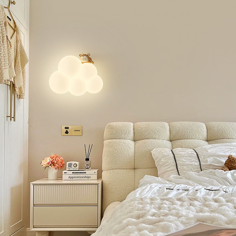 Round Cloud Shape Animal Iron PE Shade LED Wall Sconce Lamp