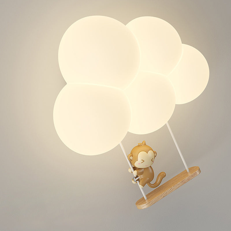 Round Cloud Shape Animal Iron PE Shade LED Wall Sconce Lamp