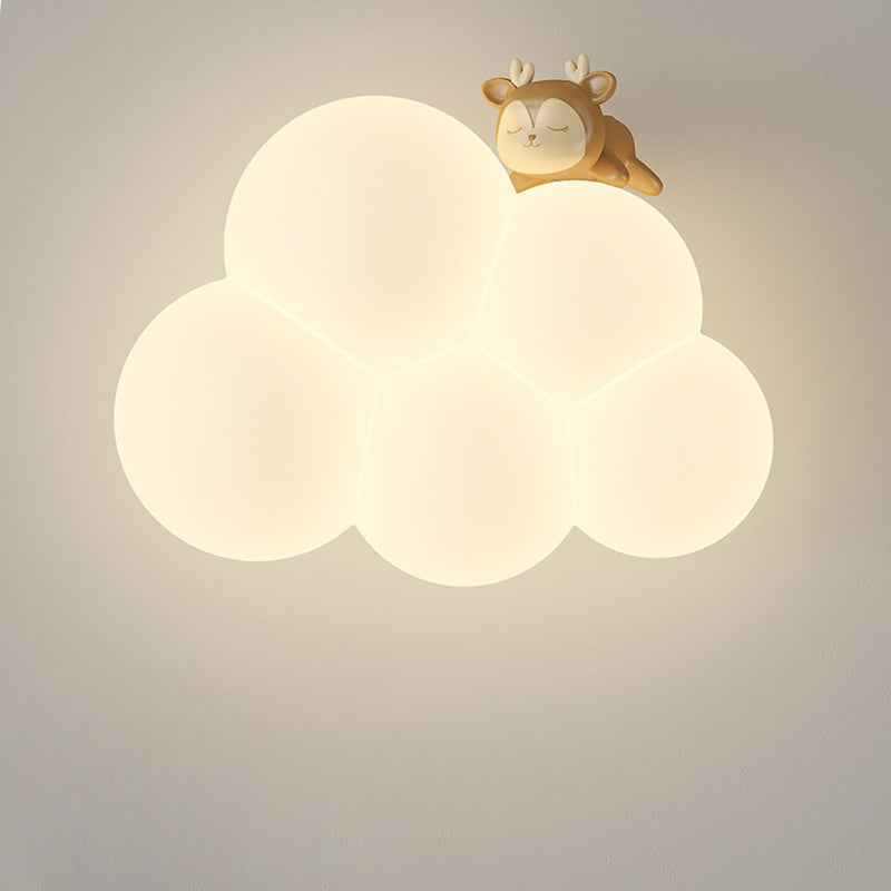 Round Cloud Shape Animal Iron PE Shade LED Wall Sconce Lamp