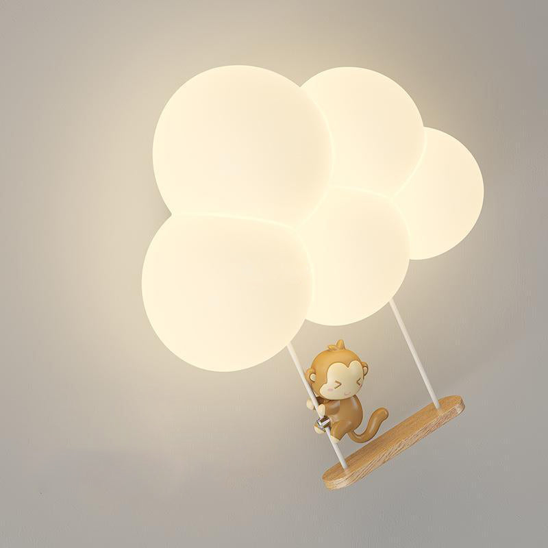 Round Cloud Shape Animal Iron PE Shade LED Wall Sconce Lamp