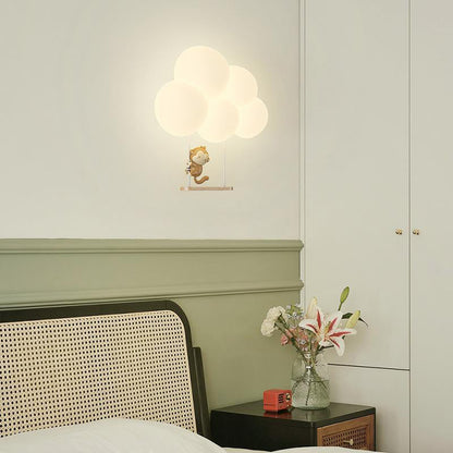 Round Cloud Shape Animal Iron PE Shade LED Wall Sconce Lamp