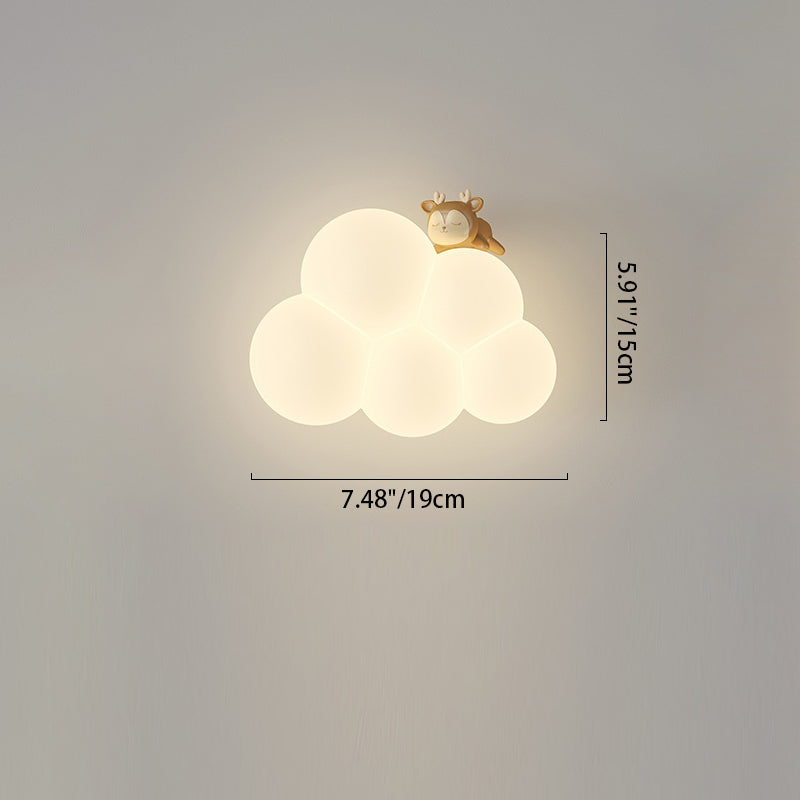 Round Cloud Shape Animal Iron PE Shade LED Wall Sconce Lamp