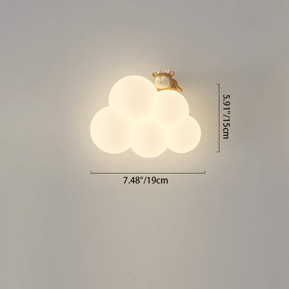 Round Cloud Shape Animal Iron PE Shade LED Wall Sconce Lamp