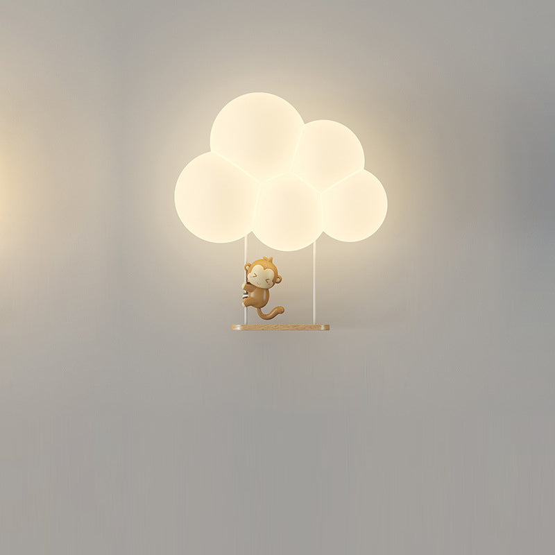 Round Cloud Shape Animal Iron PE Shade LED Wall Sconce Lamp