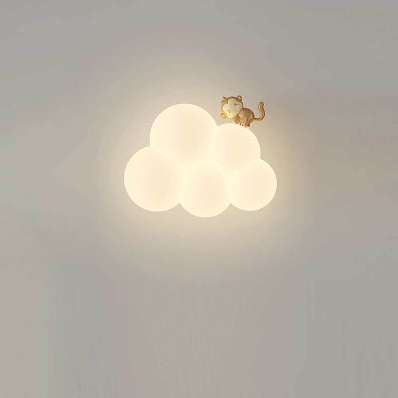 Round Cloud Shape Animal Iron PE Shade LED Wall Sconce Lamp