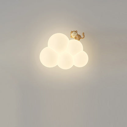 Round Cloud Shape Animal Iron PE Shade LED Wall Sconce Lamp