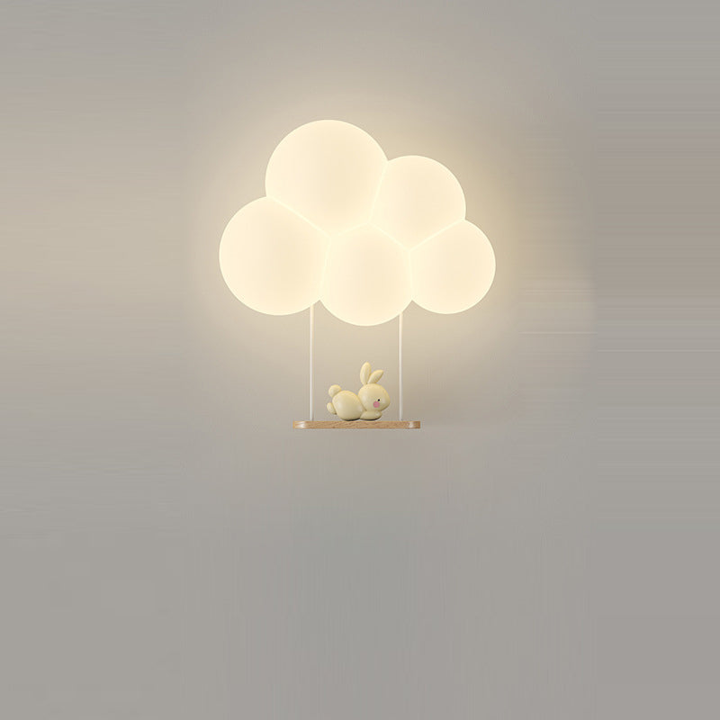 Round Cloud Shape Animal Iron PE Shade LED Wall Sconce Lamp
