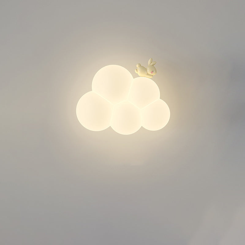 Round Cloud Shape Animal Iron PE Shade LED Wall Sconce Lamp