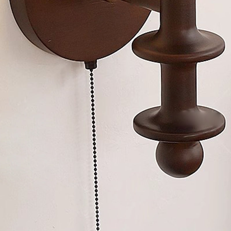 Cylinder Globe Wood Glass 1-Light Wall Sconce Lamp