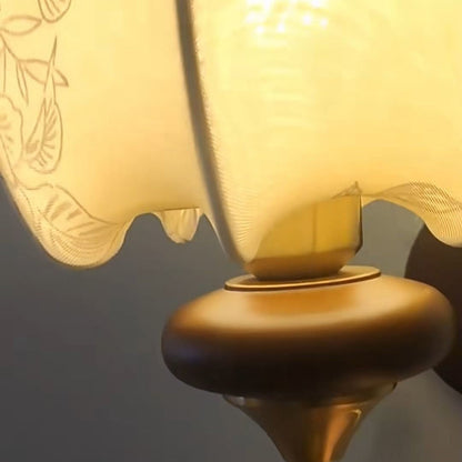French Shade Wooden Iron Frame 1-Light Wall Sconce Lamp