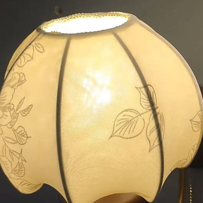 French Shade Wooden Iron Frame 1-Light Wall Sconce Lamp