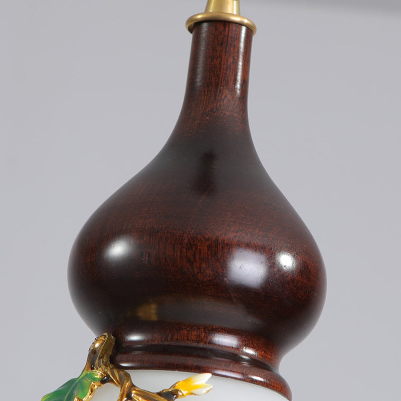 Chinese Brass Enameled Glass Shade 1-Light Wall Sconce Lamp