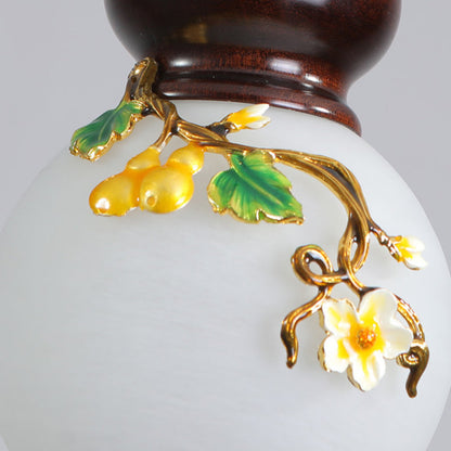 Chinese Brass Enameled Glass Shade 1-Light Wall Sconce Lamp