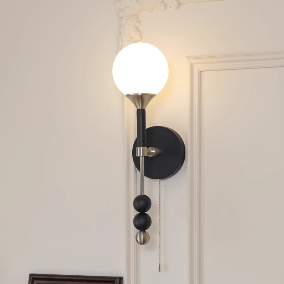 Cylinder Alloy Wood Glass Shade 1-Light Wall Sconce Lamp