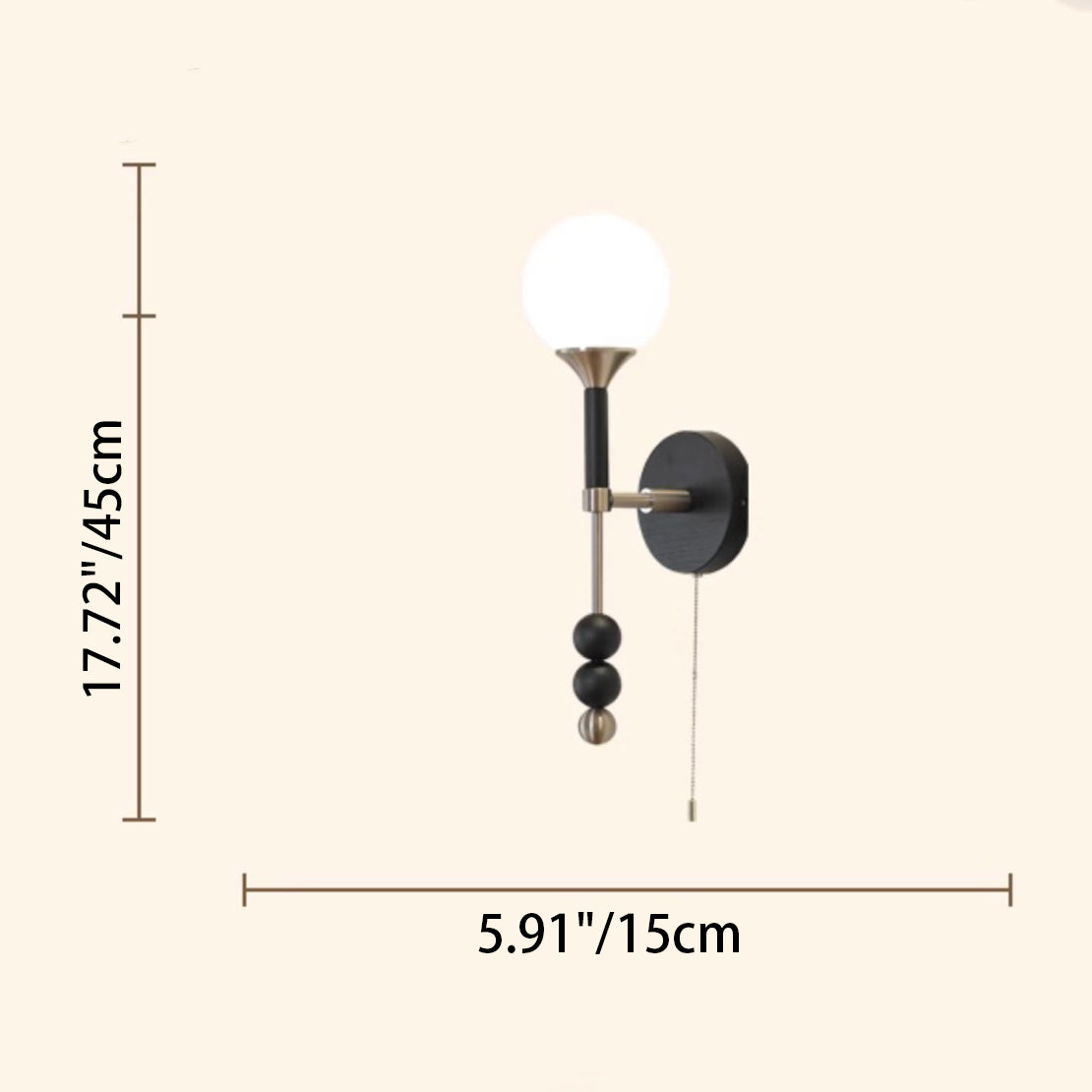Cylinder Alloy Wood Glass Shade 1-Light Wall Sconce Lamp