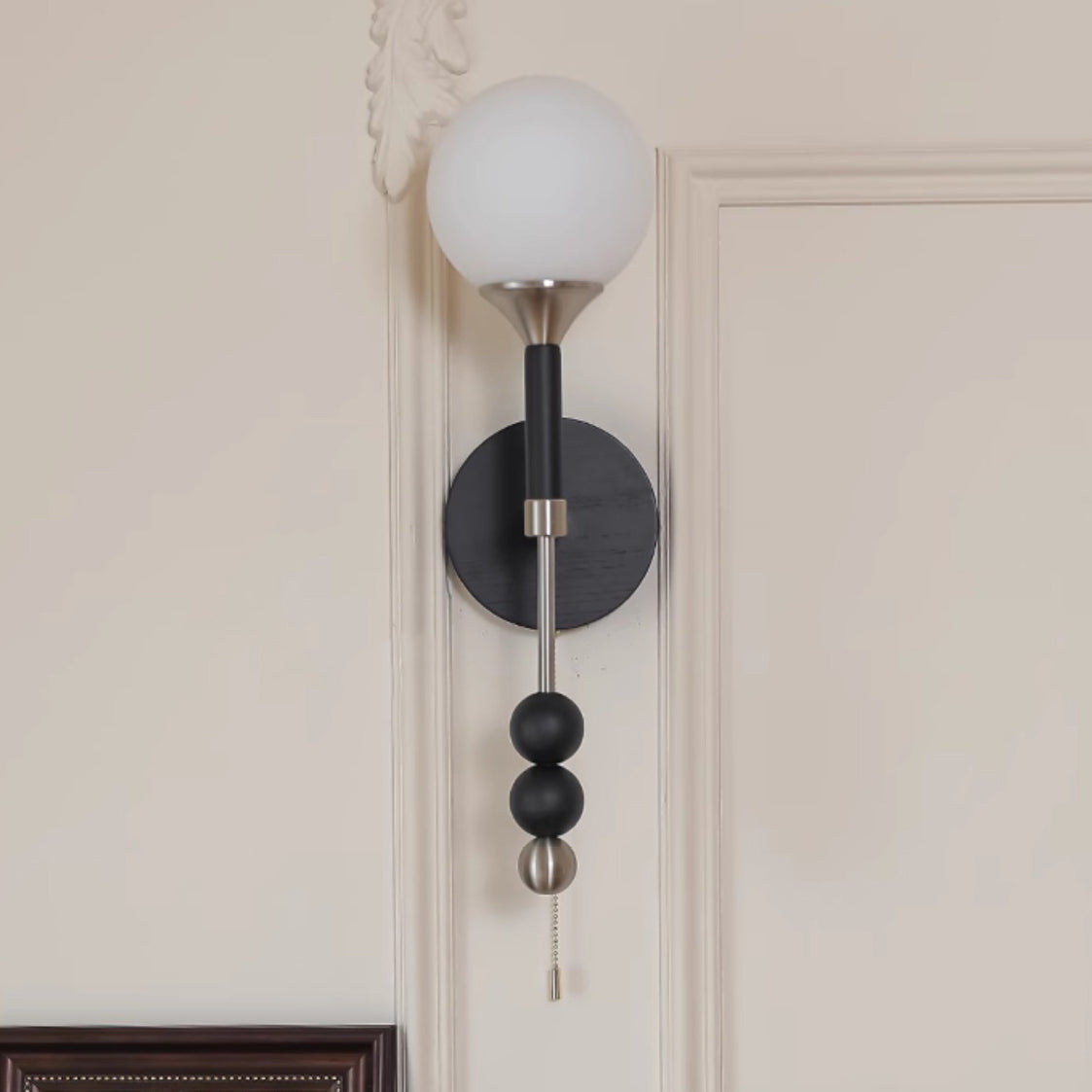 Cylinder Alloy Wood Glass Shade 1-Light Wall Sconce Lamp