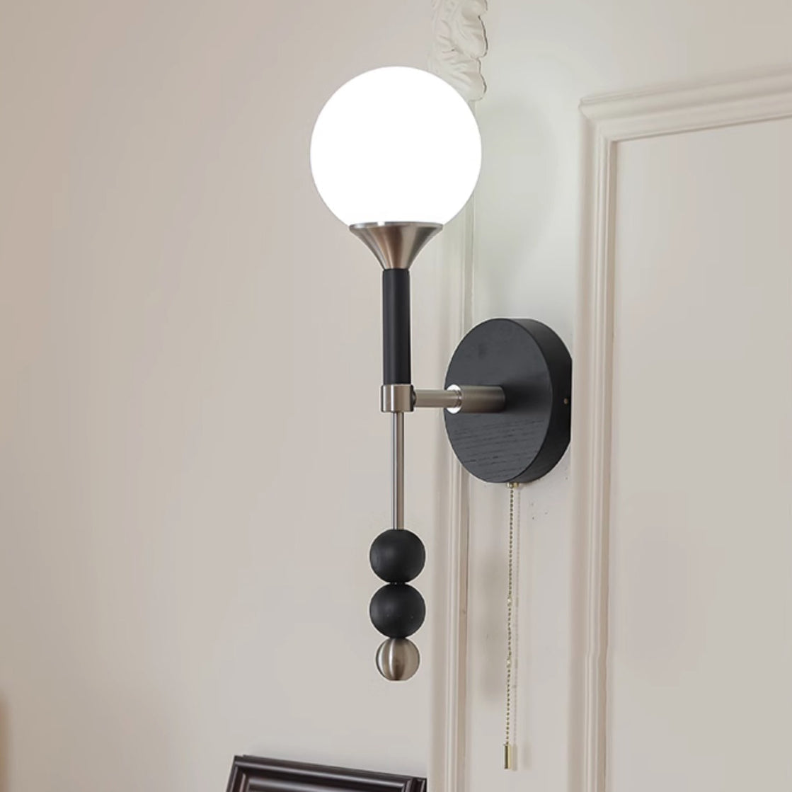 Cylinder Alloy Wood Glass Shade 1-Light Wall Sconce Lamp