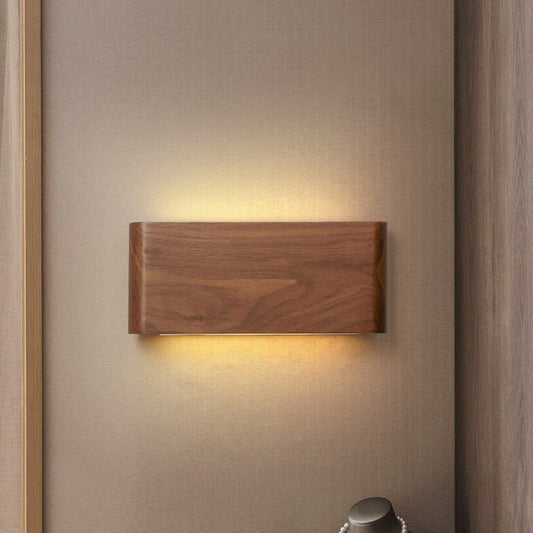 Rectangle Wood Aluminum PC Shade LED Wall Sconce Lamp