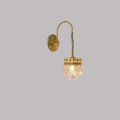 French Round Crown Iron Crystal 1-Light Wall Sconce Lamp