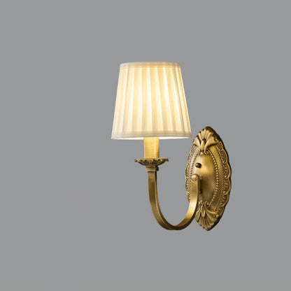 Curved Stripe Fabric Shade Brass 1/2 Light Wall Sconce Lamp