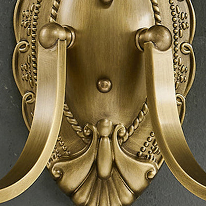 Curved Stripe Fabric Shade Brass 1/2 Light Wall Sconce Lamp