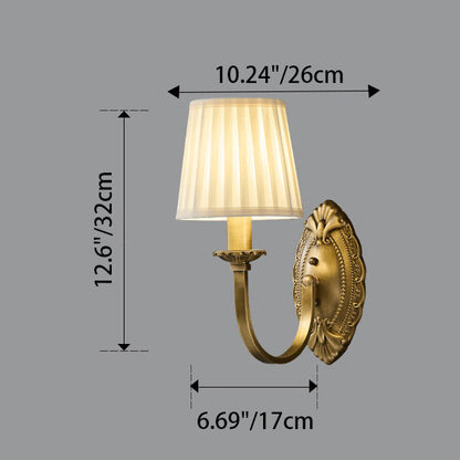Curved Stripe Fabric Shade Brass 1/2 Light Wall Sconce Lamp