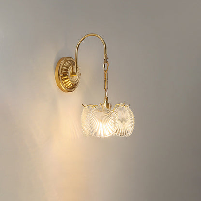 French Shape Glass Shade Iron 1-Light Wall Sconce Lamp