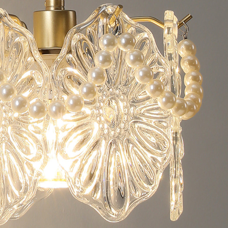 French Shape Glass Shade Iron 1-Light Wall Sconce Lamp