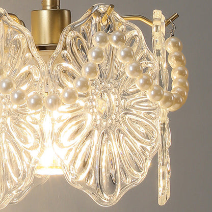 French Shape Glass Shade Iron 1-Light Wall Sconce Lamp