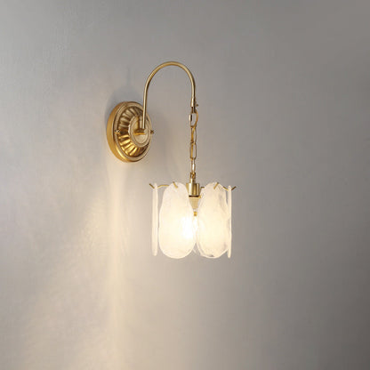 French Shape Glass Shade Iron 1-Light Wall Sconce Lamp