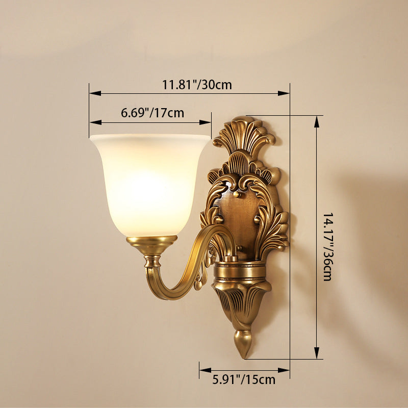 Curved Shape Brass Crystal Glass 1/2 Light Wall Sconce Lamp