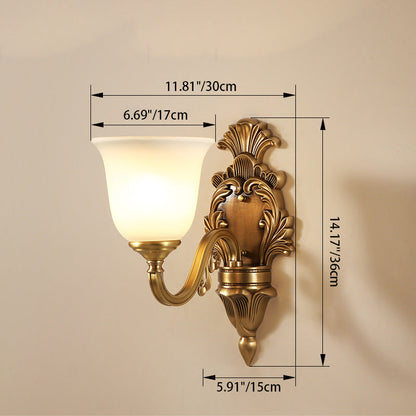 Curved Shape Brass Crystal Glass 1/2 Light Wall Sconce Lamp
