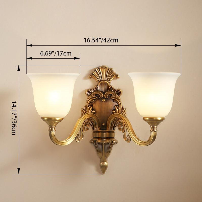 Curved Shape Brass Crystal Glass 1/2 Light Wall Sconce Lamp