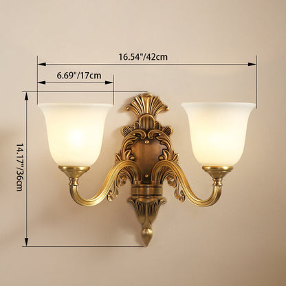 Curved Shape Brass Crystal Glass 1/2 Light Wall Sconce Lamp